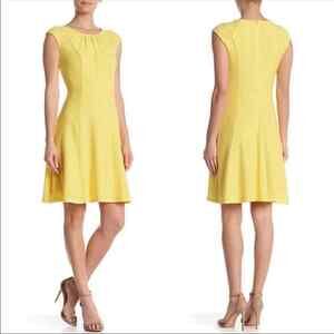 NWT London Times Yellow Eyelet Fit & Flare Mini Dress size 12